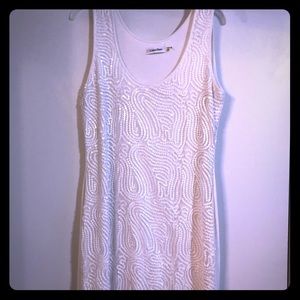 Calvin Klein white sequins dress